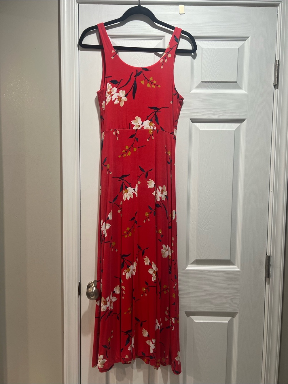 Old Navy Red Floral Scoop-Neck Sleeveless Fit & Flare Maxi Dress SP
